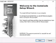 The setup wizard for installing InstaCode with the January 2023 data version on a Windows computer. The setup wizard for installing InstaCode with the January 2023 data version on a Windows computer.