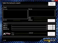 The KTAG Backup Manager utility (v1.98), used to unpack and repack full ECU backups into Micro, Flash, and EEPROM components. The KTAG Backup Manager utility (v1.98), used to unpack and repack full ECU backups into Micro, Flash, and EEPROM components.