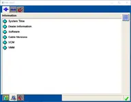The information menu in Ford IDS, showing expandable sections for System Time, Dealer Information, and VCM/VMM versions.
