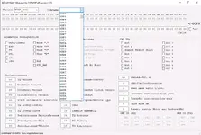 The VGSNAG2 Manager software with the Codename dropdown menu open, displaying a large list of factory software calibrations for 722.9 TCUs.
