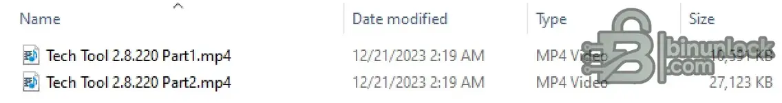 The two-part MP4 video installation tutorial files for Volvo Tech Tool 2.8.220.