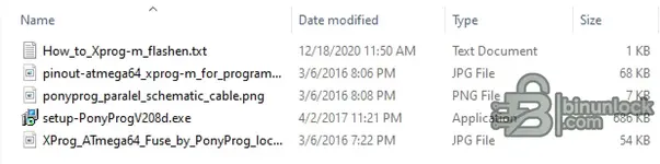 The low-level flashing toolkit for XPROG-M, including PonyProg software, ATmega64 pinouts, and fuse bit setting guides.