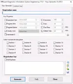 The window of the keygen application for ODIS Engineering 17.0.1, displaying options to generate a registration key for the VAG diagnostic software. The window of the keygen application for ODIS Engineering 17.0.1, displaying options to generate a registration key for the VAG diagnostic software.