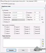 The user interface of the keys generator (keygen) for ODIS Service 23.0.1, showing license properties like expiration date, executions, and hardware ID lock. The user interface of the keys generator (keygen) for ODIS Service 23.0.1, showing license properties like expiration date, executions, and hardware ID lock.