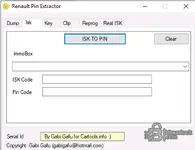 The Isk tab of the Renault Pin Extractor, which converts an ISK code into an immobilizer PIN code.