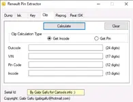 The Clip tab of the Renault Pin Extractor, used to calculate an Incode from an Outcode and VIN for the CAN Clip tool. The Clip tab of the Renault Pin Extractor, used to calculate an Incode from an Outcode and VIN for the CAN Clip tool.