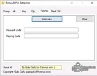 The Reprog tab of the Renault Pin Extractor, which calculates a reprogramming authorization code from a request code.