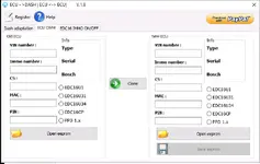 The ECU Clone tab of the VAG tool v1.8, used to transfer immobilizer data from an old Bosch EDC16 ECU to a new one. The ECU Clone tab of the VAG tool v1.8, used to transfer immobilizer data from an old Bosch EDC16 ECU to a new one.