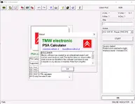 The About window for the TMW electronic PSA Calculator, displaying the software's disclaimer. The About window for the TMW electronic PSA Calculator, displaying the software's disclaimer.