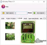 The Komatsu Time v1.2 software interface for the S-29190 instrument cluster.