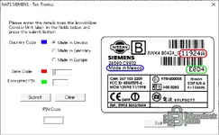 A variant of the Nissan NATS PIN calculator by Tek-Tronics, used to find the PIN code from the immobilizer unit's label.
