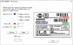 A variant of the Nissan NATS PIN calculator by Tek-Tronics, used to find the PIN code from the immobilizer unit's label. A variant of the Nissan NATS PIN calculator by Tek-Tronics, used to find the PIN code from the immobilizer unit's label.