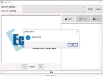 The main interface of the Hex2Cmp software from ECU Solutions, showing the brand/system selection and the Open, Repair, and Save buttons. The main interface of the Hex2Cmp software from ECU Solutions, showing the brand/system selection and the Open, Repair, and Save buttons.