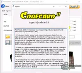 The About window for the Codecard.lt Ford Fiesta Synchro tool, providing detailed instructions for key programming and module synchronization.