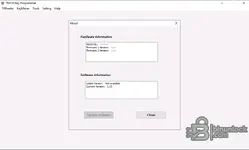 The About window for the TM100 Key Programmer, displaying the software version as 1.23.