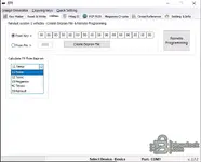  The EFFI tool for Renault System 1 vehicles, showing options to create an EEPROM file from a key or a PIN code.