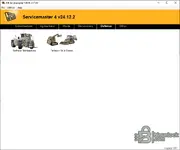 The Defence category menu in JCB Servicemaster 4, showing Defence Telehandlers and Skid Steers.