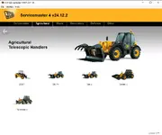 A sub-menu in JCB Servicemaster 4 after selecting Agricultural Telescopic Handlers, showing different model series. A sub-menu in JCB Servicemaster 4 after selecting Agricultural Telescopic Handlers, showing different model series.