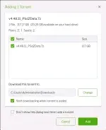 A screenshot of a torrent client adding the full BMW PSdZData v4.48.11, a 117 GB file, to the download queue.