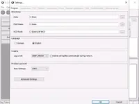 The E-Sys settings window, showing the program directories configuration for PSdZ-Data and NCD-Root, along with language and advanced logging level options. The E-Sys settings window, showing the program directories configuration for PSdZ-Data and NCD-Root, along with language and advanced logging level options.