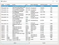 Vehicle/ROM browser filtered list with make, market, model, year, flash methods, memory model and ROM size for Subaru/Mitsubishi. Vehicle/ROM browser filtered list with make, market, model, year, flash methods, memory model and ROM size for Subaru/Mitsubishi.
