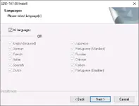 SDD 167 installer language selection with All languages option highlighted. SDD 167 installer language selection with All languages option highlighted.