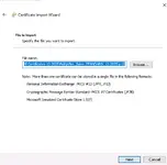 Zenzefi Certificates 12.2025 – Windows Certificate Import Wizard showing After_Sales_STANDARD_12.2025.p12.