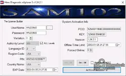 DX3 License Builder/Activator window with PCID, version 1.24.2.1, offline time limit, and Activate button.