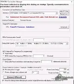 PEmicro Connection Manager showing USB Multilink/Nexus interface selection for PowerPC target programming.