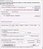 PEmicro Connection Manager showing USB Multilink/Nexus interface selection for PowerPC target programming.