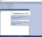 About dialog showing VAGEDCSuite v1.3.9.0 with credits and support link.