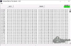 Compare Files by The Wizard v1.00 with LEFT/RIGHT loaders and side-by-side hex view.