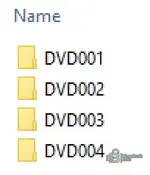 Folder view showing four discs DVD001–DVD004 for CAT Flash Files (2020 set).