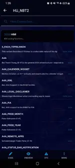 BimmerUtility HU_NBT2 coding data screen with searchable parameters and actions for Code, Preview and DTC on BMW head unit. BimmerUtility HU_NBT2 coding data screen with searchable parameters and actions for Code, Preview and DTC on BMW head unit.