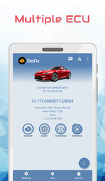 DtcFix Fault Detection splash screen with multilingual support for onboard diagnostics on Android.