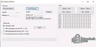 FTDI update utility window displaying release notes for interface maintenance