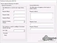 Toyota Techstream configuration screen for repairer details and region setup