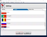 Autocom 2021.11 Language settings showing Polish, Portuguese, Romanian, Russian and Serbian
