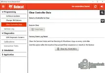 Bobcat Service Analyzer 92.0 Clear Controller Data with factory event log reset