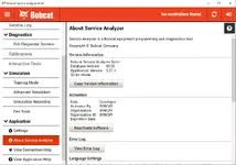 Bobcat Service Analyzer 92.0 About screen with database and application version details Bobcat Service Analyzer 92.0 About screen with database and application version details