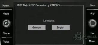 MIB2 Delphi FEC Manager language selection for MST2 service workflow