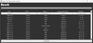 Bosch list in PCM Helper v1.x with MED17 families and modules 48 71 53