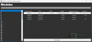 PCM Helper v1.x modules index linking IDs to supported ECUs
