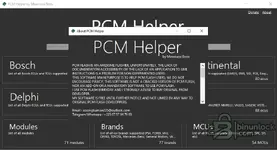 PCM Helper v1.x about window describing purpose and non affiliation