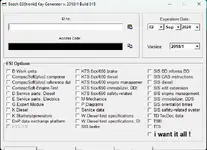 ESItronic v2019 license options window with module selection