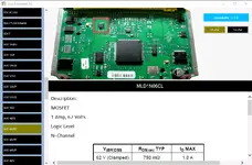 ECUs Datasheet v2.0 page for MLD1N06CL MOSFET with specs