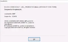 BRP B.U.D.S. E3.8.2.1 All Products about window with license information