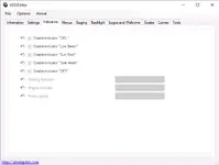 VDOEditor v1.0.3.6 Indicators tab with DRL, Low Beam, DPF and Side Assist toggles VDOEditor v1.0.3.6 Indicators tab with DRL, Low Beam, DPF and Side Assist toggles