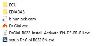 B022 build 105 archive contents showing ECU and EDIABAS folders plus setup files B022 build 105 archive contents showing ECU and EDIABAS folders plus setup files