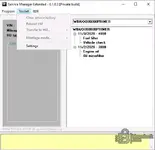 Version 0.1.0.3 toolset menu showing clear service history, transfer to HU and settings.
